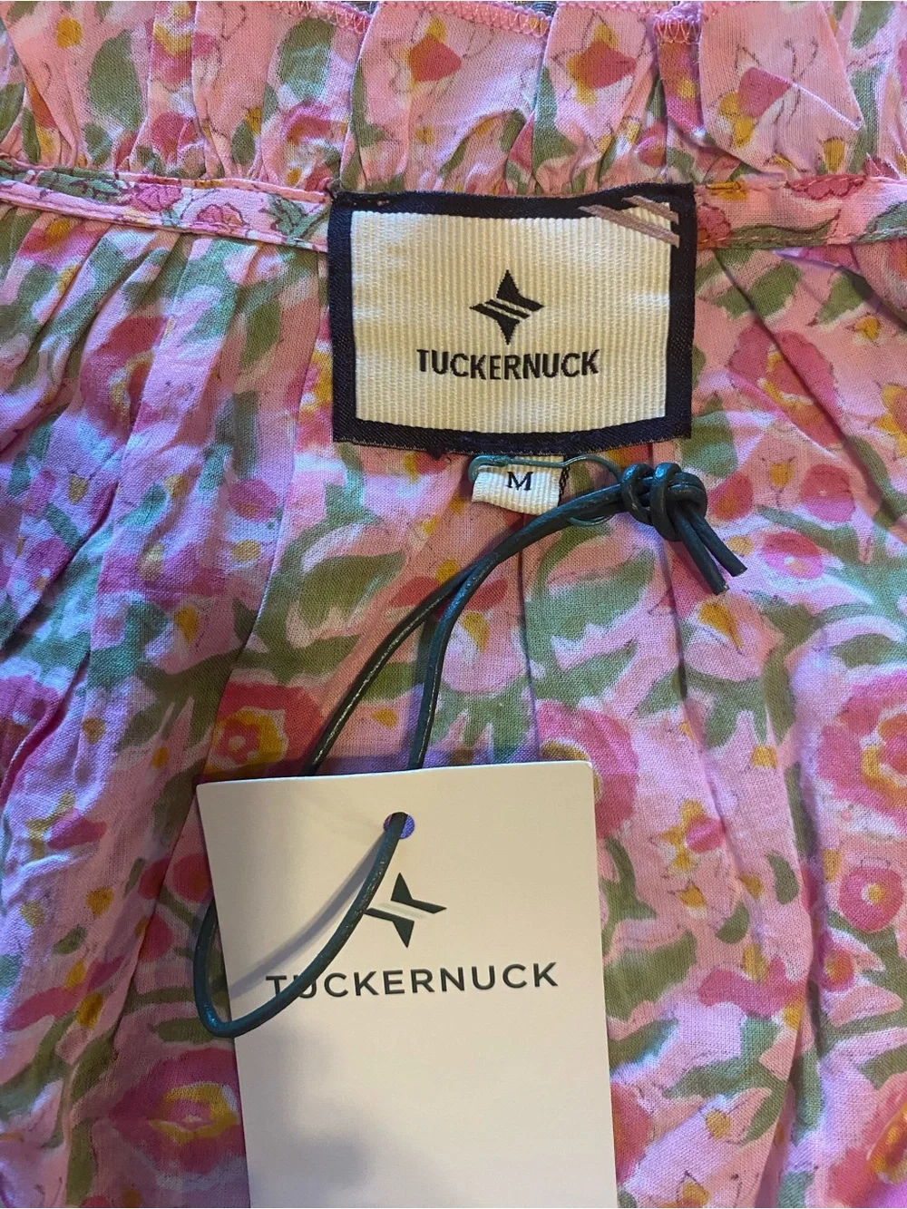 Tuckernuck - NEW - Pink Floral Tie-Neck Ruffle Sleeve Top